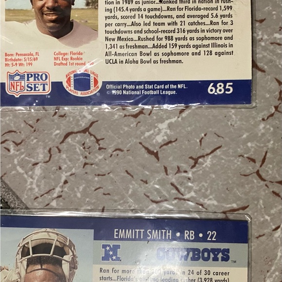 1990 Pro Set Football 2 card lot *EMMITT SMITH* RC #685 NM Dallas Cowboys NFL *R - Picture 4 of 5